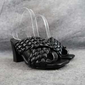 Anne Klein Shoes Womens 5 Sandal Mule Slide Pump Woven Straps Block Heel Black